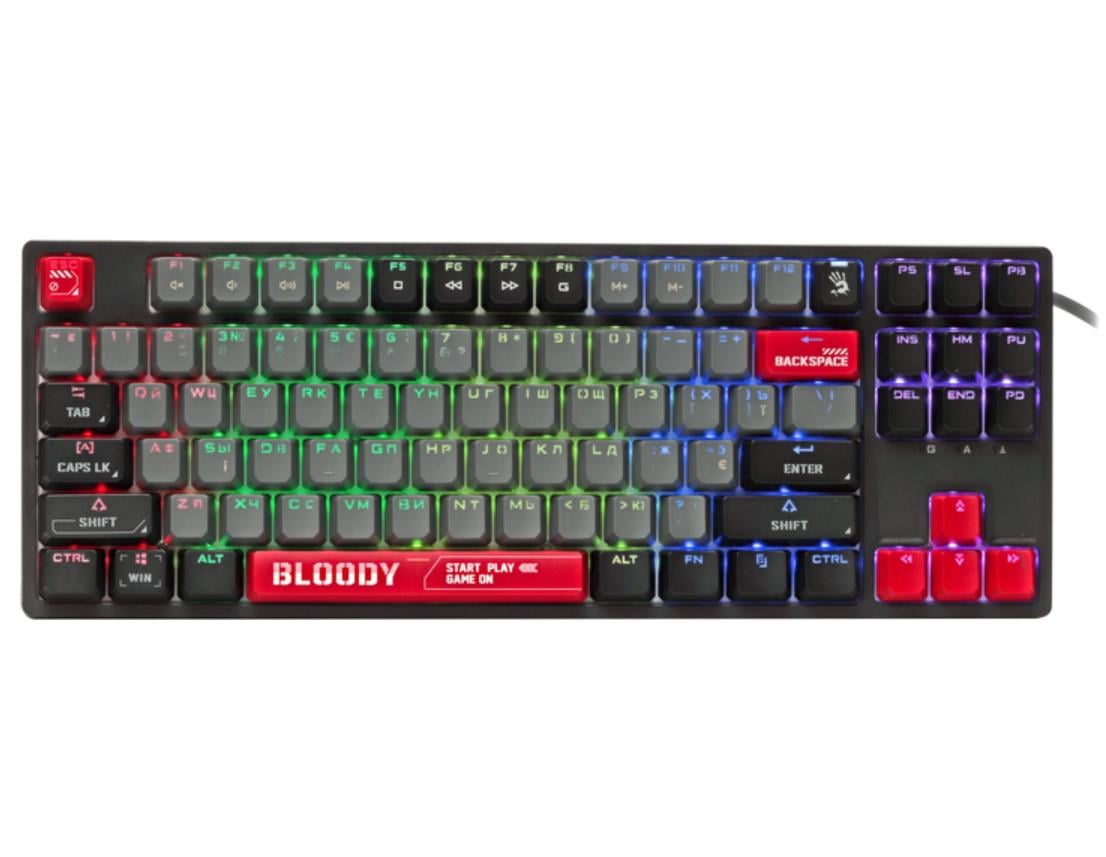 Клавиатура механическая игровая A4Tech S-87 Bloody Black Energy BLMS Red Plus Switch Eng/Rus/Ukr