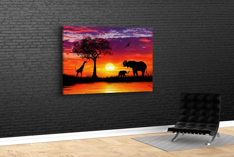 Картина для интерьера Силуэты животных в Африке 120x80 см (520) Картина для интерьера Силуэты животных в Африке 120x80 см (520)