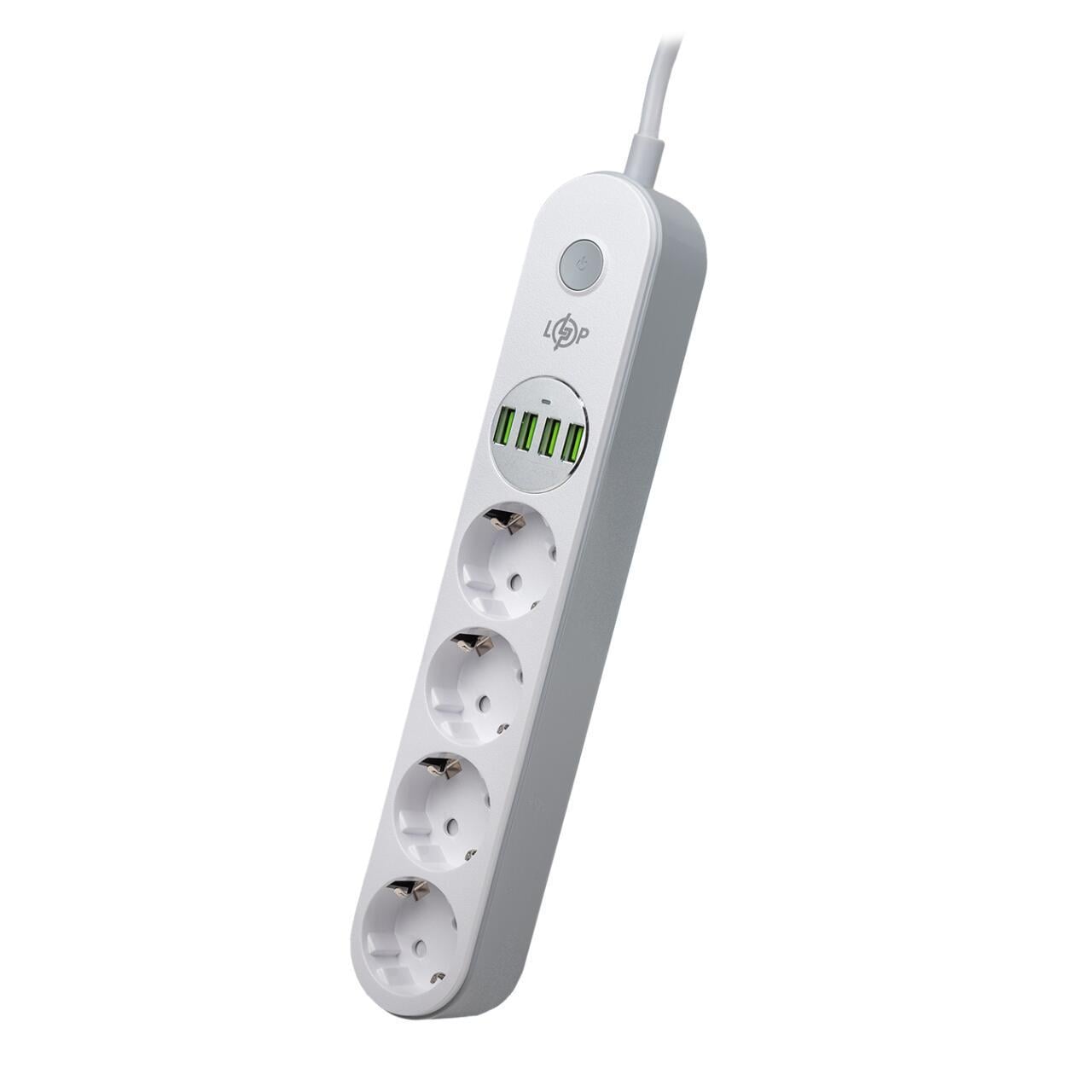 Фільтр мережевий подовжувач LP F24U4 4x230V-2500W Auto Max 4xUSB-5V/3 4A 17W (3098521798)