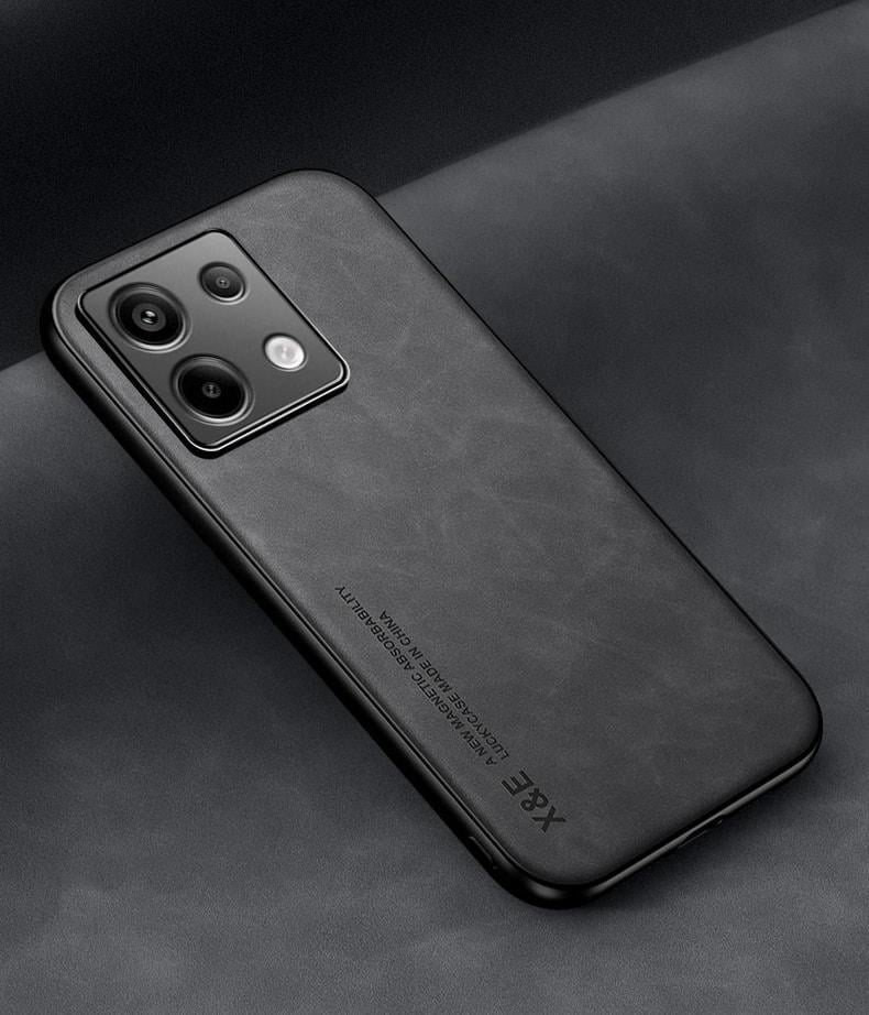 Шкіряний чохол XnE Xiaomi Redmi Note 13 Pro 5G з металевою вставкою Black (36157-2B)