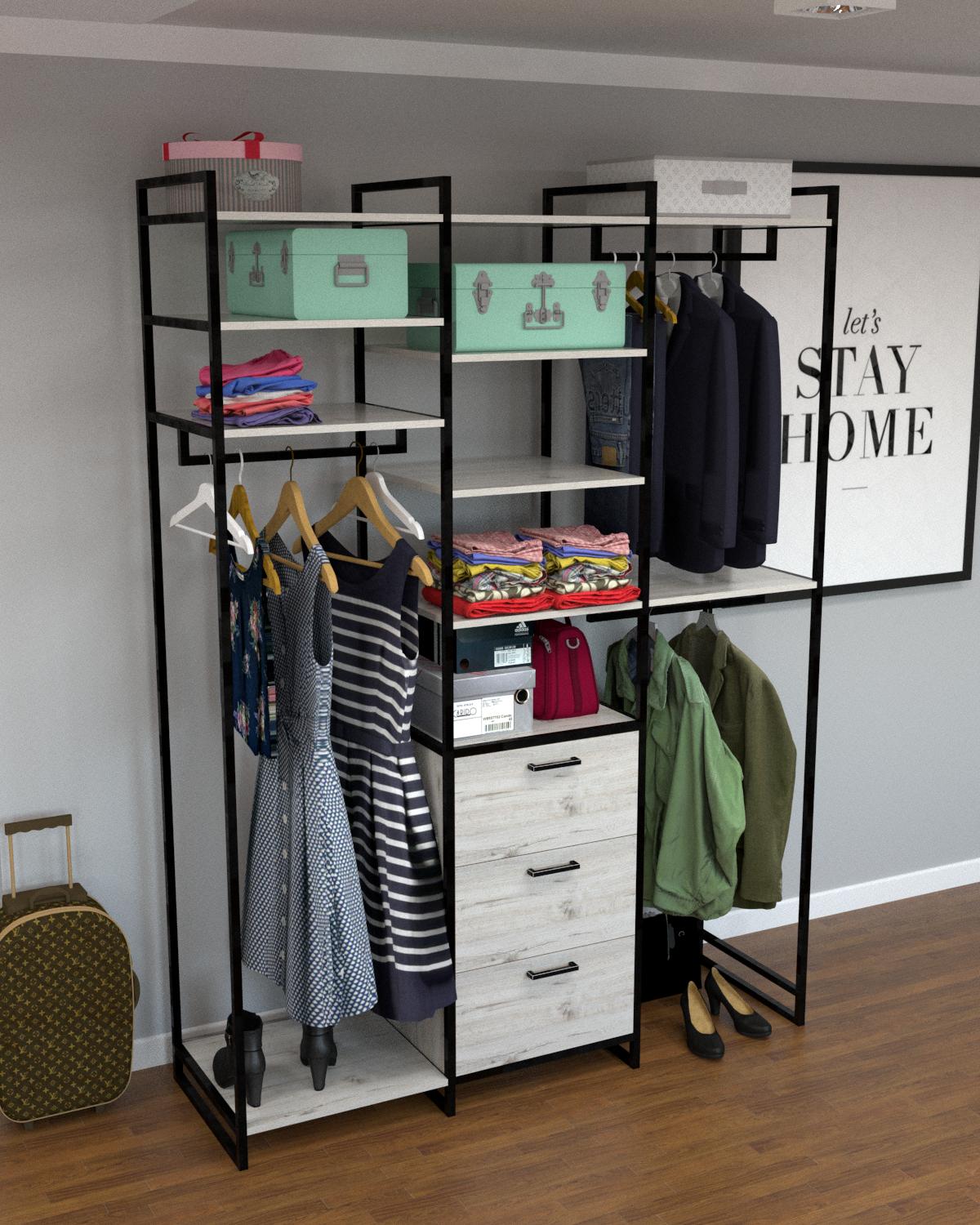 Вешалка гардеробная EcoLoft Капсула DSP-1413-2 в стиле лофт Дуб Кортона (32389876)