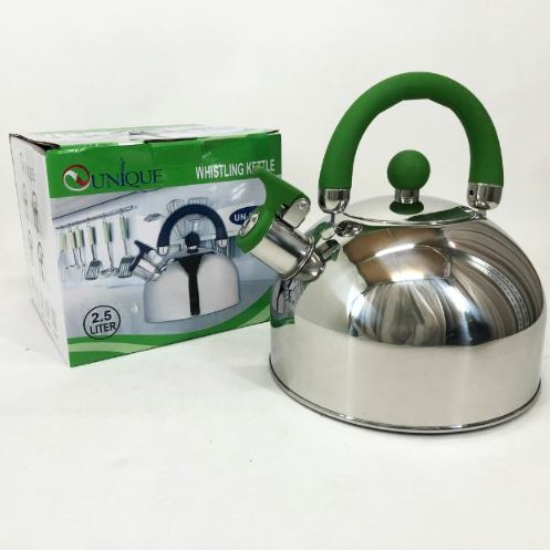 Чайник із свистком Unique UN-5302 нержавіюча сталь 2,5 л Зелений - фото 4