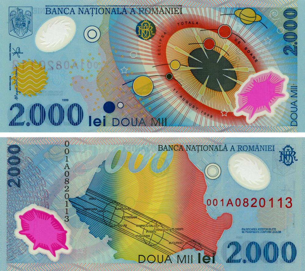 Колекційна банкнота Румунія 2000 лей 1999 UNC P111 (Б07408)