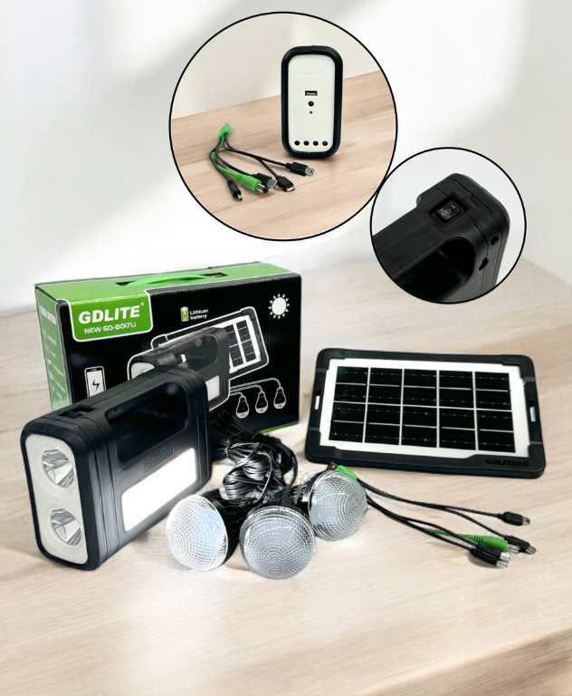 Фонарь-лампа c солнечной панелью GDlite 3 лампочки 4000 мАч Черный (22981449) - фото 10 Фонарь-лампа c солнечной панелью GDlite 3 лампочки 4000 мАч Черный (22981449) - фото 10