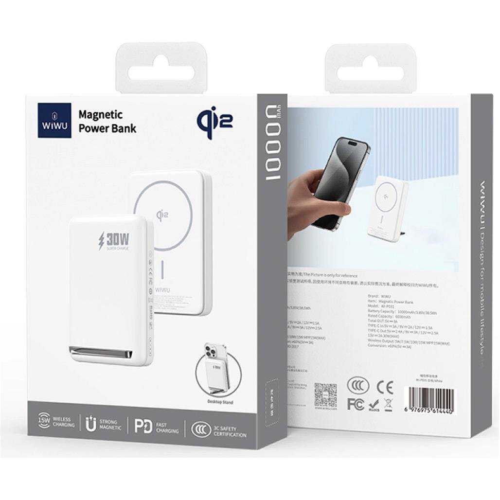 Внешний аккумулятор WiWU Wi-P031 10000 mAh White - фото 4 Внешний аккумулятор WiWU Wi-P031 10000 mAh White - фото 4