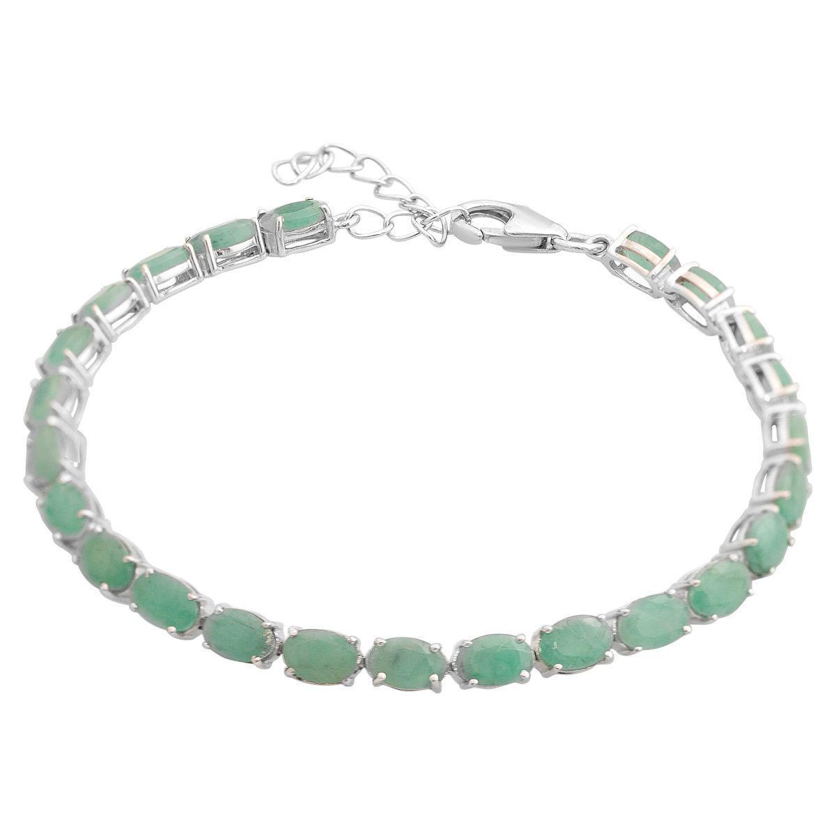 Браслет серебряный с натуральным изумрудом 11,95 ct 7,17 г 17 см (2166757)
