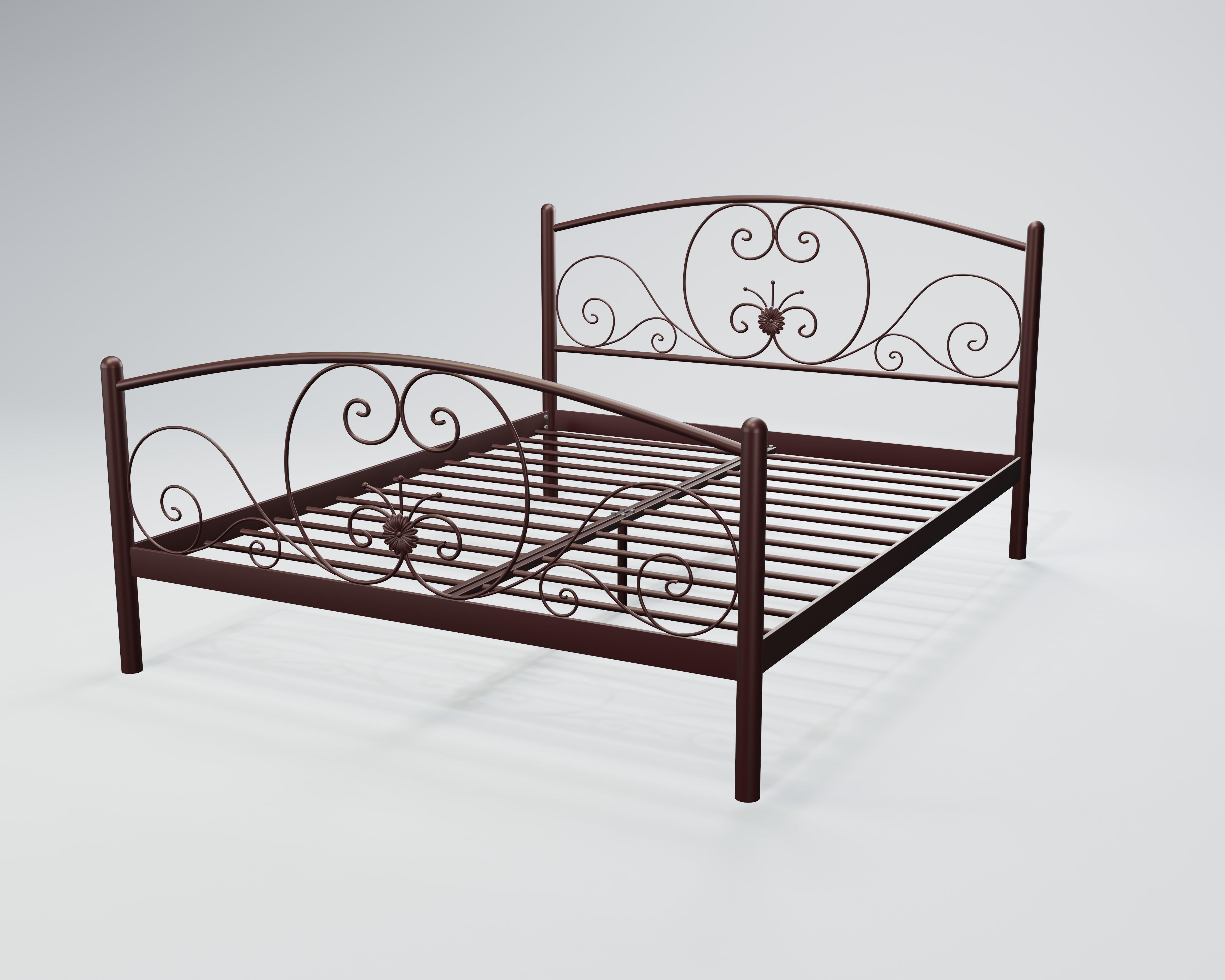 Кровать металлическая Нимфея 180x200 см Бордовый