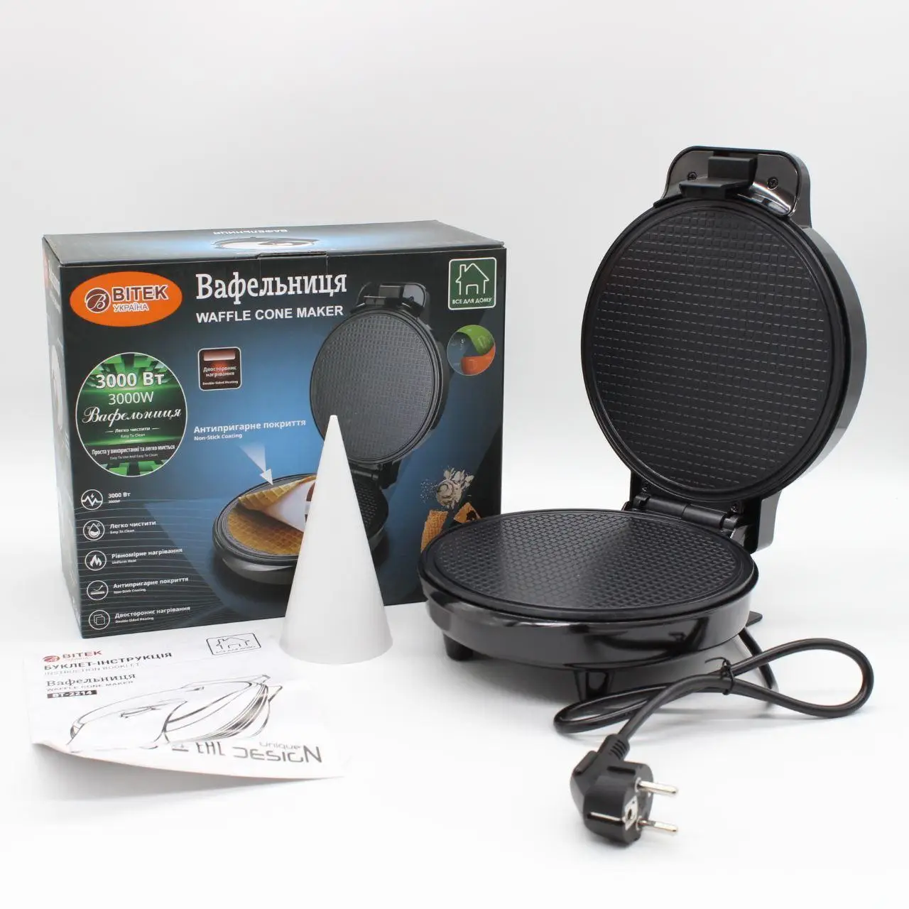 Вафельница RAF R2214 1000 Вт антипригарная для тонких вафель (ML-06289)