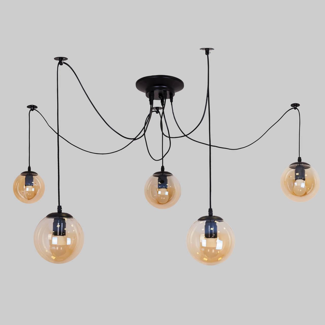 Люстра из кофейных шаров 5 ламп (56-PR1505F-5 BK+BR)
