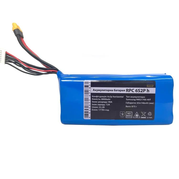 Акумулятор горизонтальний BATKA dron Li-ion 6s2p Samsung 21700 8000 mah 80A-90A INR21700-40T SDI (ЦБ002174040)