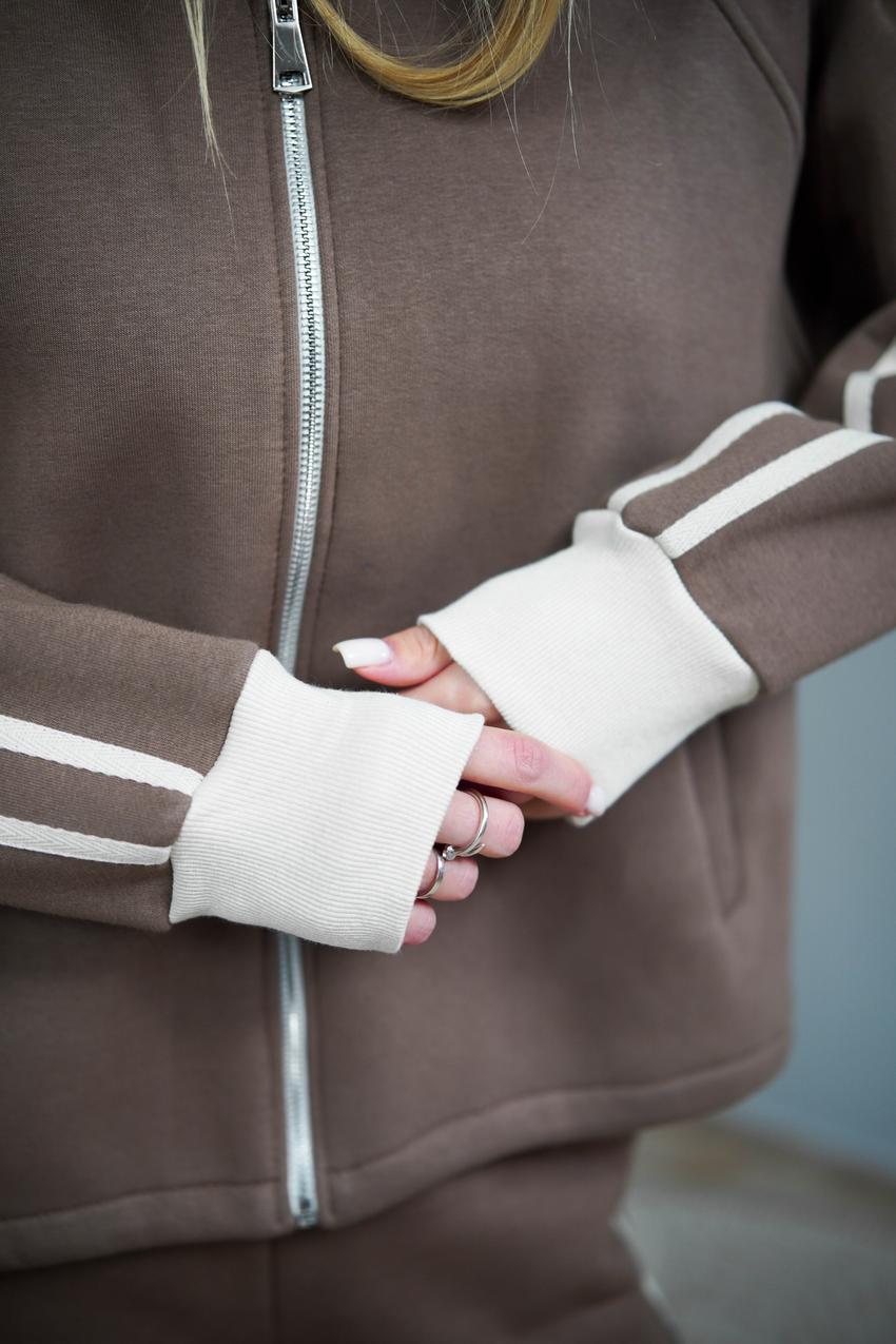 Костюм женский М208.4 на замке с начесом 3XL Светло-коричневый (1031-1-65) - фото 3 Костюм женский М208.4 на замке с начесом 3XL Светло-коричневый (1031-1-65) - фото 3