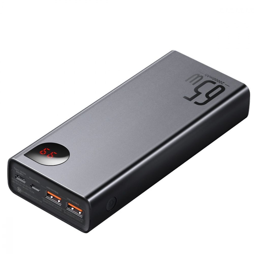 Портативная батарея Baseus Adaman Metal Digital Display 65 W QC3.0 PD3.0 20000mAh Black - фото 3