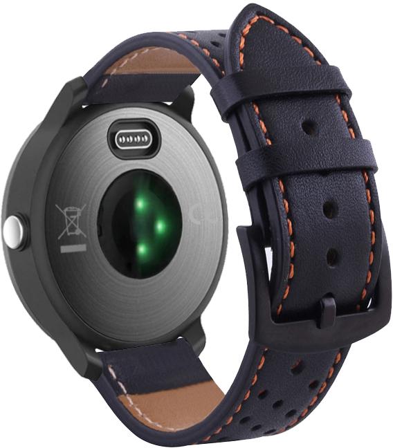 Ремешок кожаный Classico для Garmin Vivoactive 3 Black/Orange (16932)