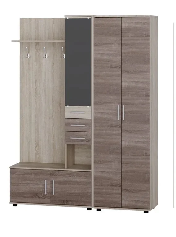 Прихожая Эверест Ривьера с распашным шкафом ШП-1 Дуб Сонома/Трюфель (DTM-2188)