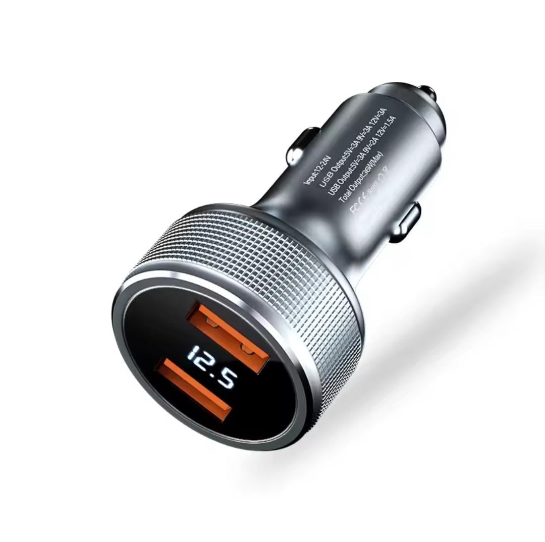 Зарядний пристрій автомобільний Asometech 2xUSB qc 3.0 36 W з дисплеєм (25397301)