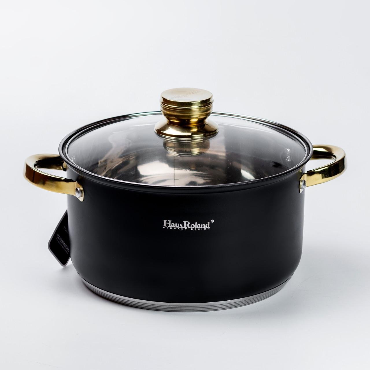 Набор кастрюль Haus Roland из нержавеющей стали 6,1/3,9/2,8/2,1 л Черный (HP33523) - фото 7 Набор кастрюль Haus Roland из нержавеющей стали 6,1/3,9/2,8/2,1 л Черный (HP33523) - фото 7