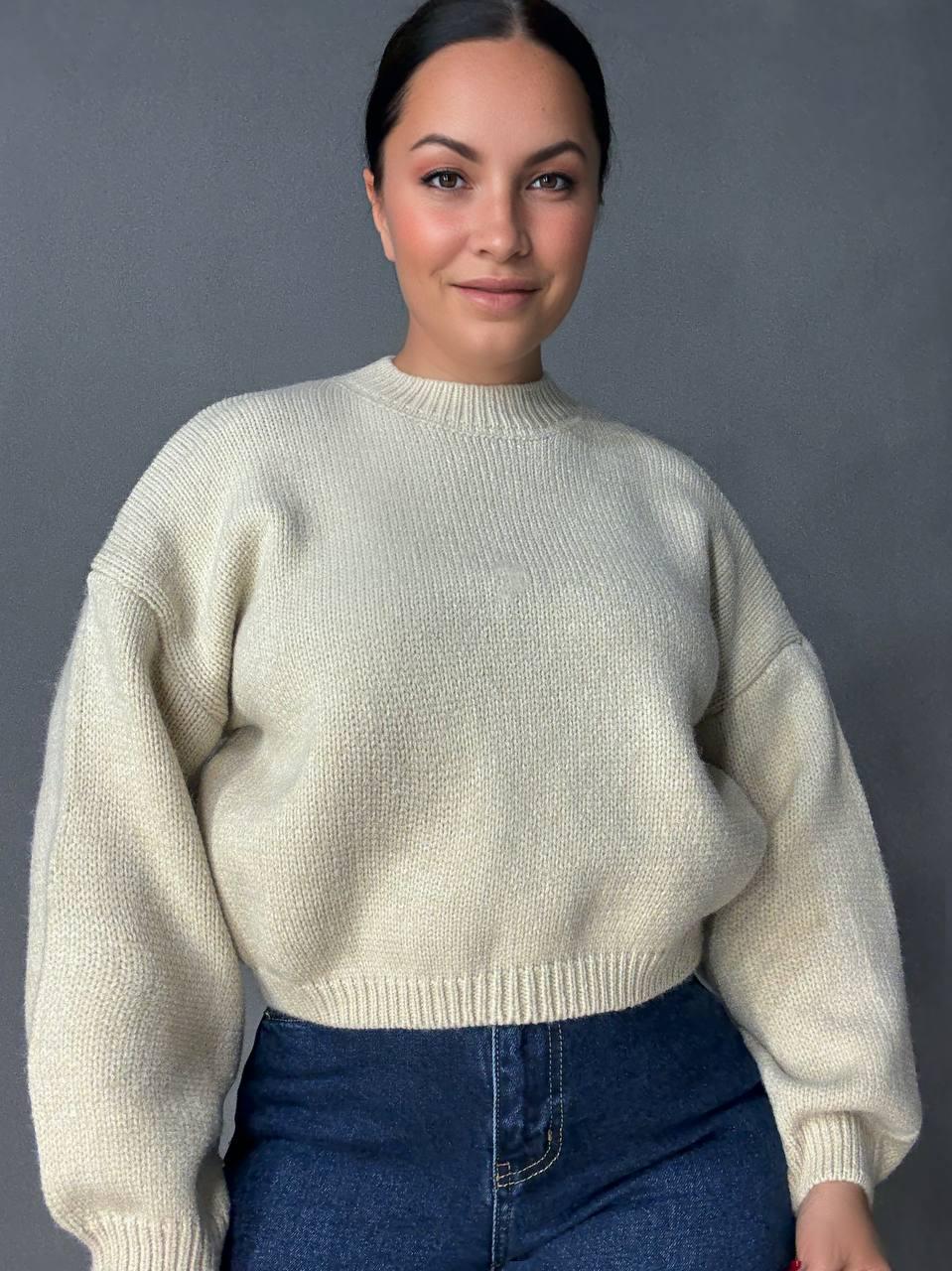 Свитер женский Fancy Matinee 539 оверсайз однотонный OS Бежевый (5305)