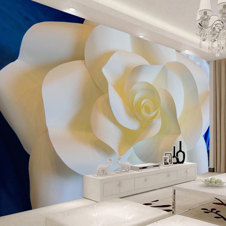 Фотообои 3D флизелиновые цветочные для спальни/зала/кухни Белая роза