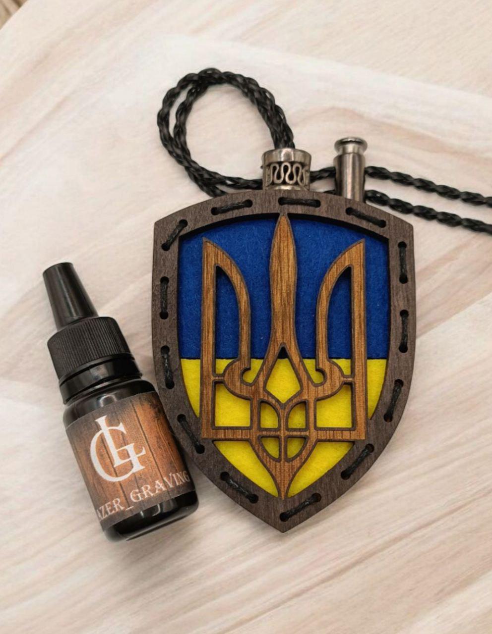 Ароматизатор для авто Полиция в виде шеврона из дерева/войлока и аромапарфюм 10 мл Патриотический (99) - фото 2