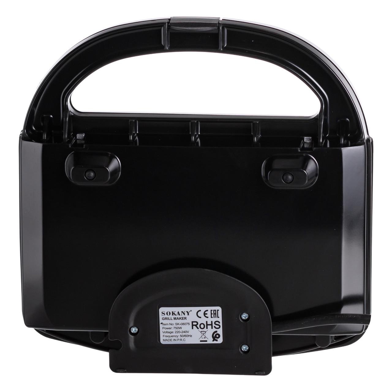 Электрогриль прижимной Sokany SK-08075 с антипригарным покрытием 750 Вт (7397) - фото 6 Электрогриль прижимной Sokany SK-08075 с антипригарным покрытием 750 Вт (7397) - фото 6