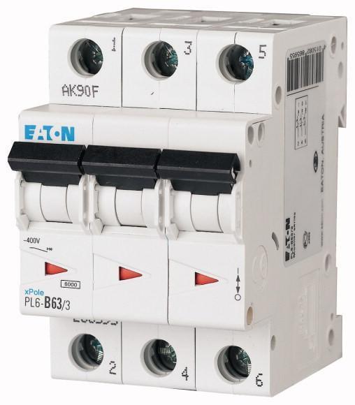 Автоматический выключатель Eaton PL6-C63/3 характеристика-C 3P 63А (286607)