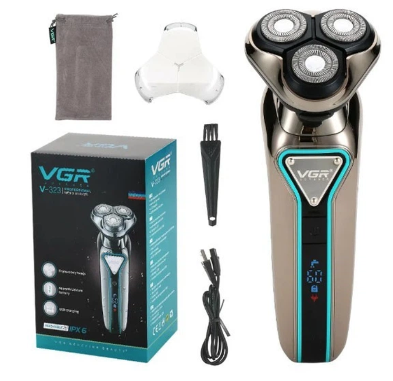 Электробритва аккумуляторная VGR V-323 с плавающими головками Серый