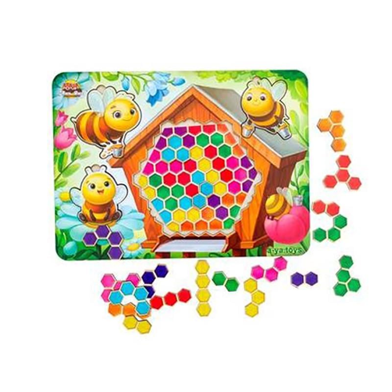 Пазлы деревянные Ubumblebees Веселые пчелки сортер-тетрис 20 дет. 31х23 см (IP-177-P-157)