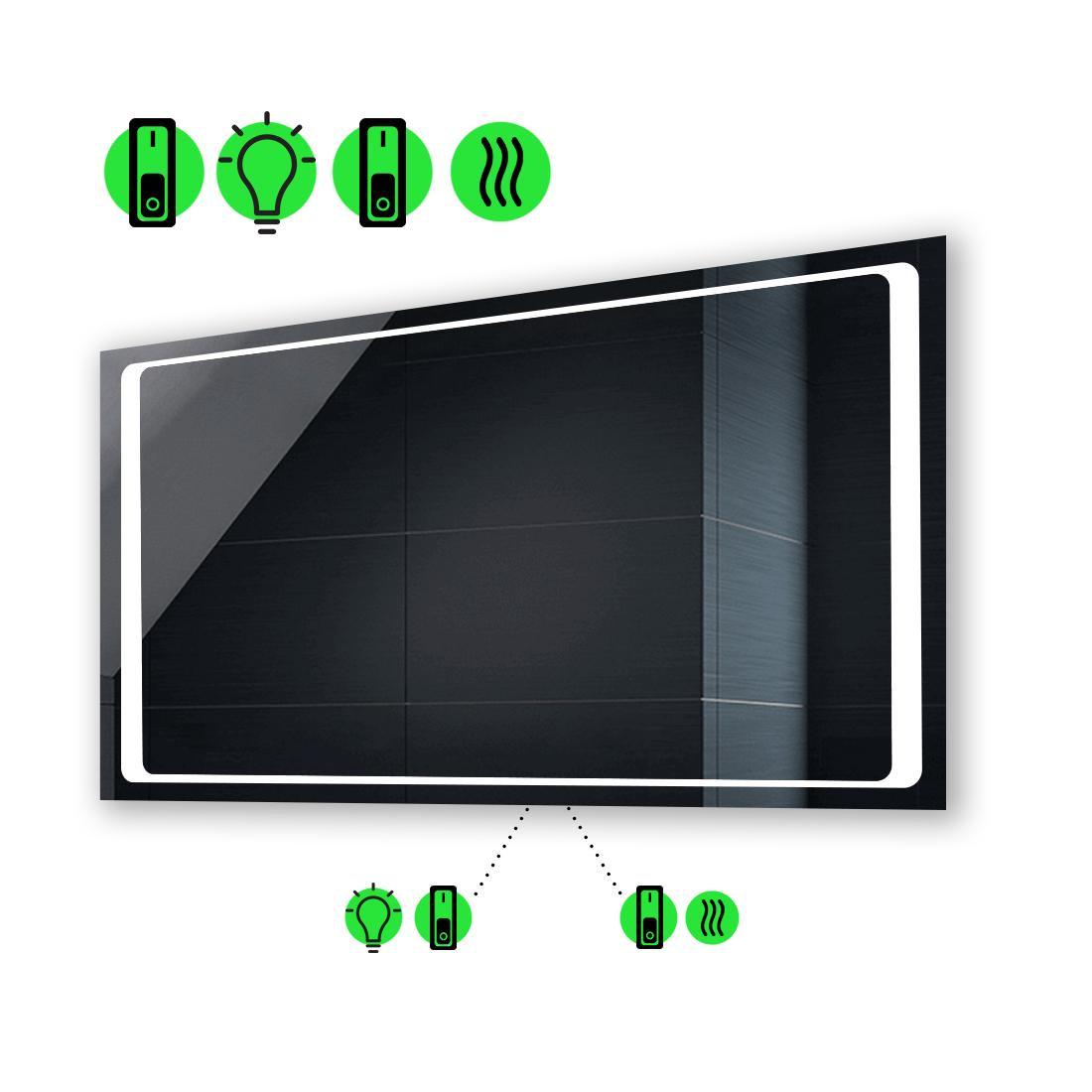 Зеркало с LED подсветкой Emma с подогревом и двумя механическими включателями 70x60 см (Emmag02)