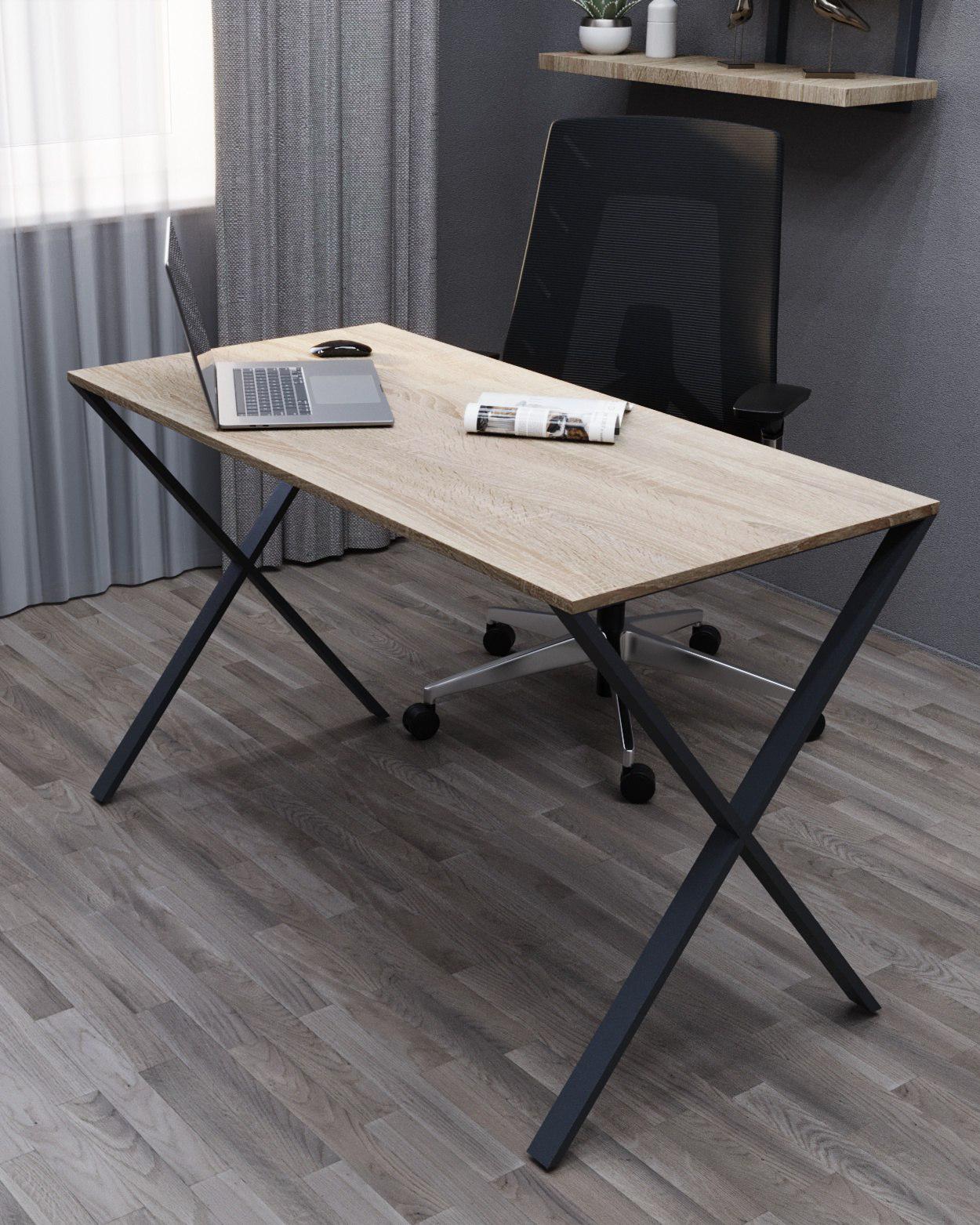 Стол письменный лофт Серия 11 металлический профиль 50х25 мм 1200х600х16 мм Дуб сонома (21806503)