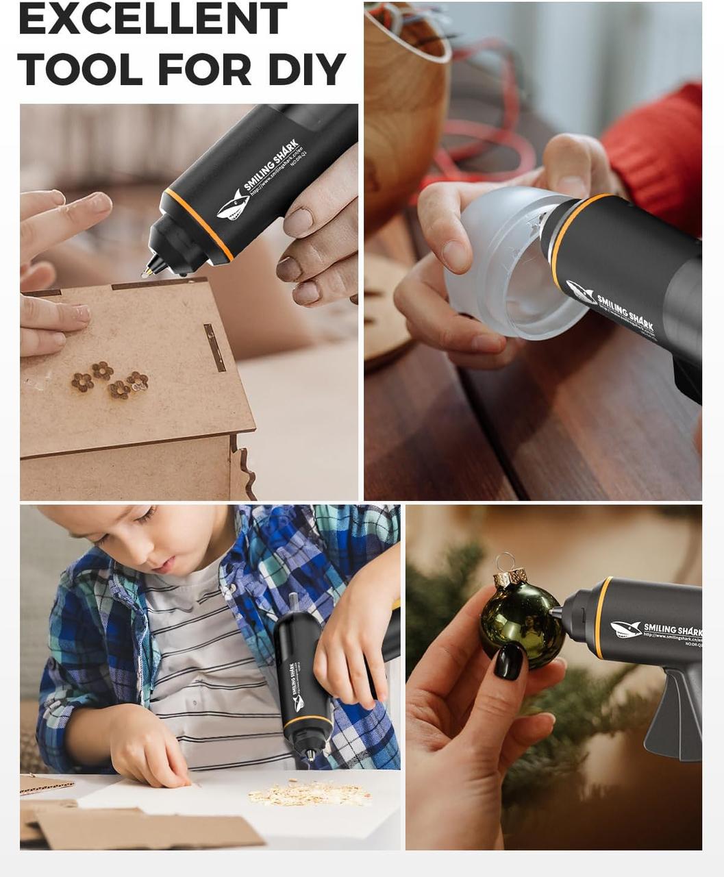 Пістолет клейовий Smiling Shark 2000 мАг USB швидкий підігрів та 20 шт. клейових стрижнів - фото 7 Пістолет клейовий Smiling Shark 2000 мАг USB швидкий підігрів та 20 шт. клейових стрижнів - фото 7