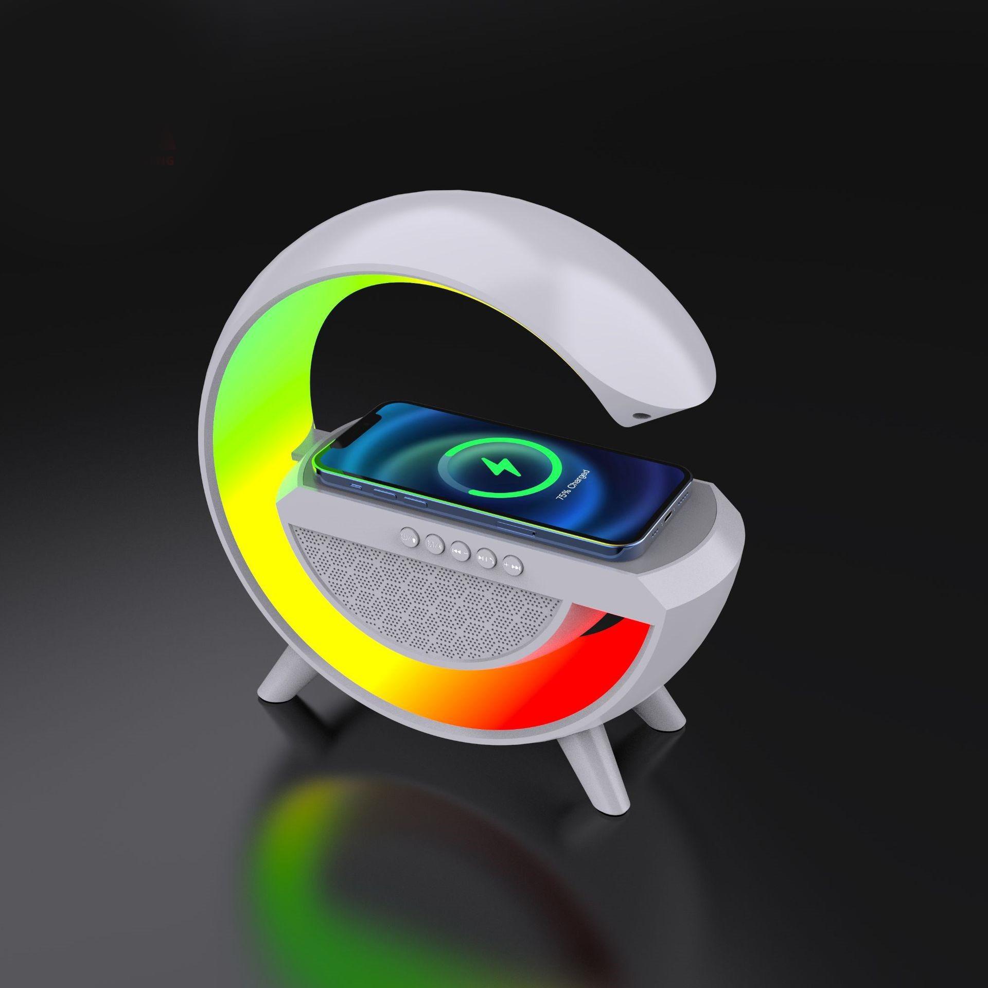 Колонка Bluetooth 3в1 SUNROZ WirelessCharger R99 RGB White - фото 13