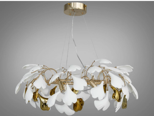 Люстра c фарфоровыми листьями на 8 ламп Diasha (7162-8P GD)
