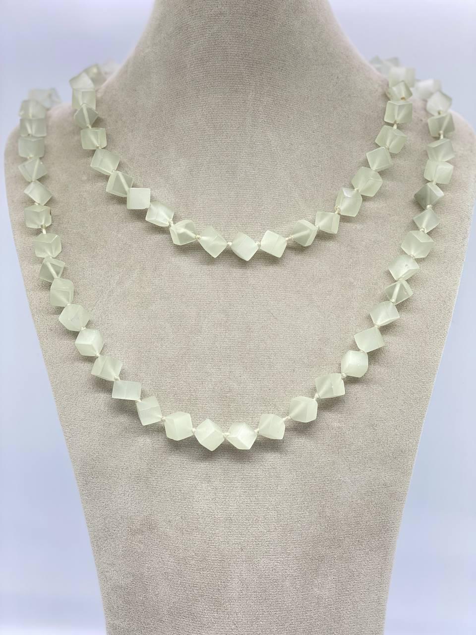 Намисто котяче око 116 см Слоновая кость (1113)