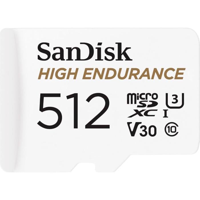 Карта памяти SanDisk microSDXC High Endurance 512Gb/class 10/V30/R100Mb/s/W40Mb/s/adapterSD (SDSQQNR-512G-GN6IA)