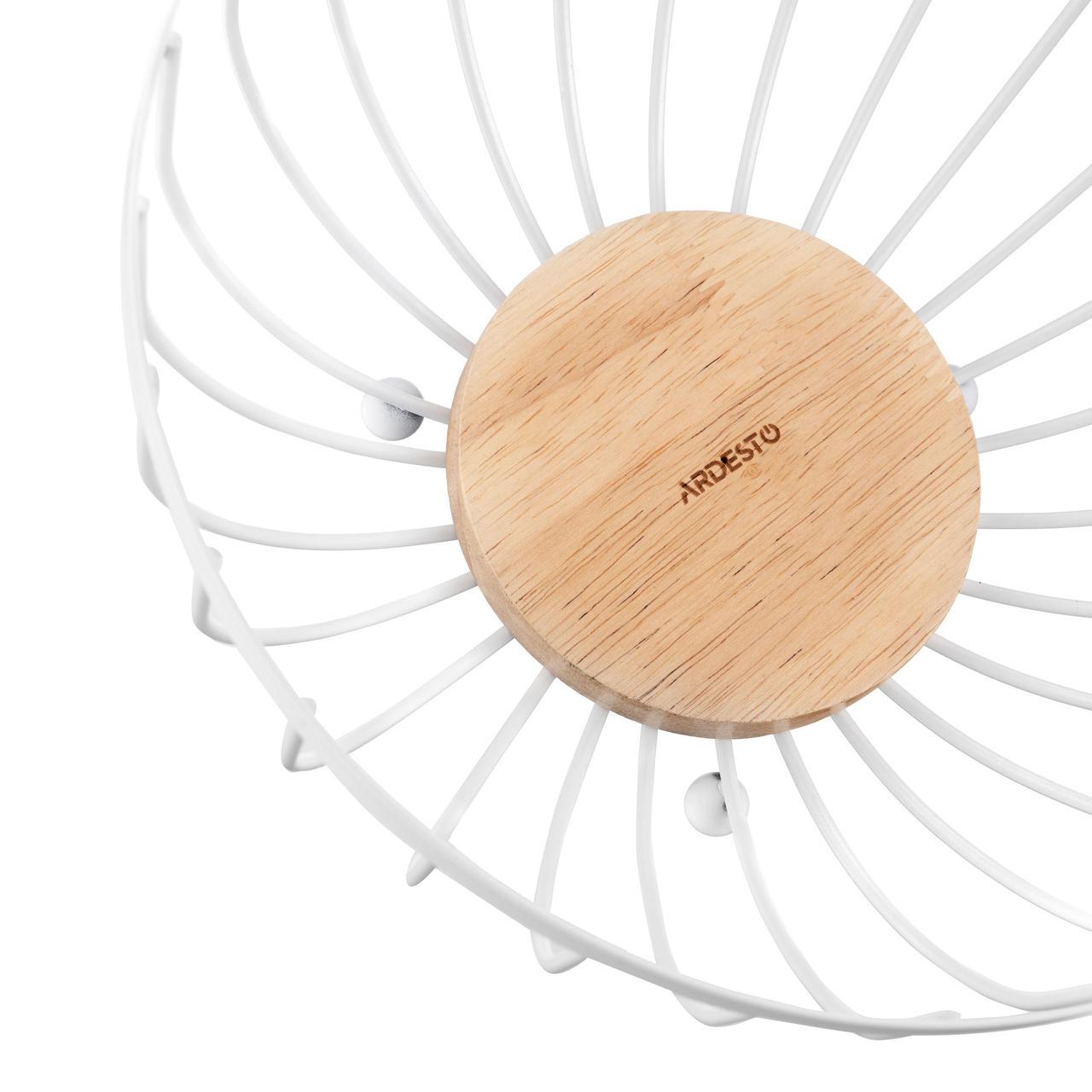 Кошик фруктовниця Ardesto AR0904W Midori метал/дерево 25х25х13 см Білий (2178705136) - фото 4