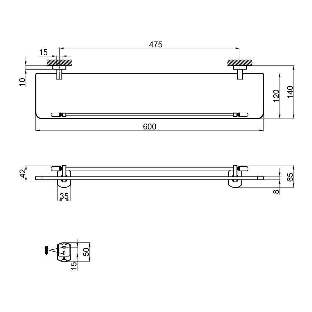 Полиця універсальна Qtap Liberty QTLIBBLM1153 скляна 600 мм Black (SD00040028) - фото 2