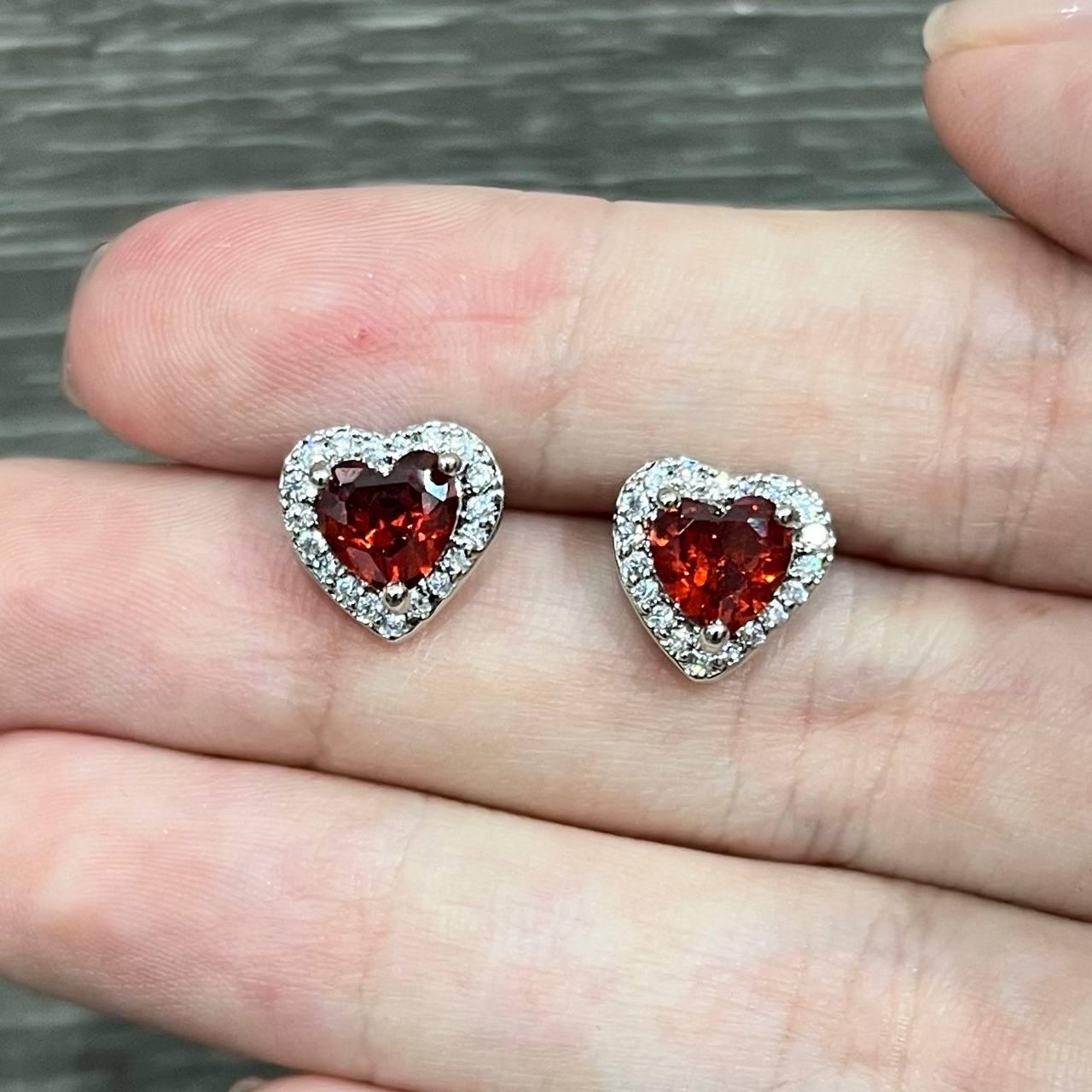 Сережки з цирконами Xuping Jewelry сяйво рубінових сердець у сріблі ювелірний сплав в оксамитовій коробочці (16249) - фото 3