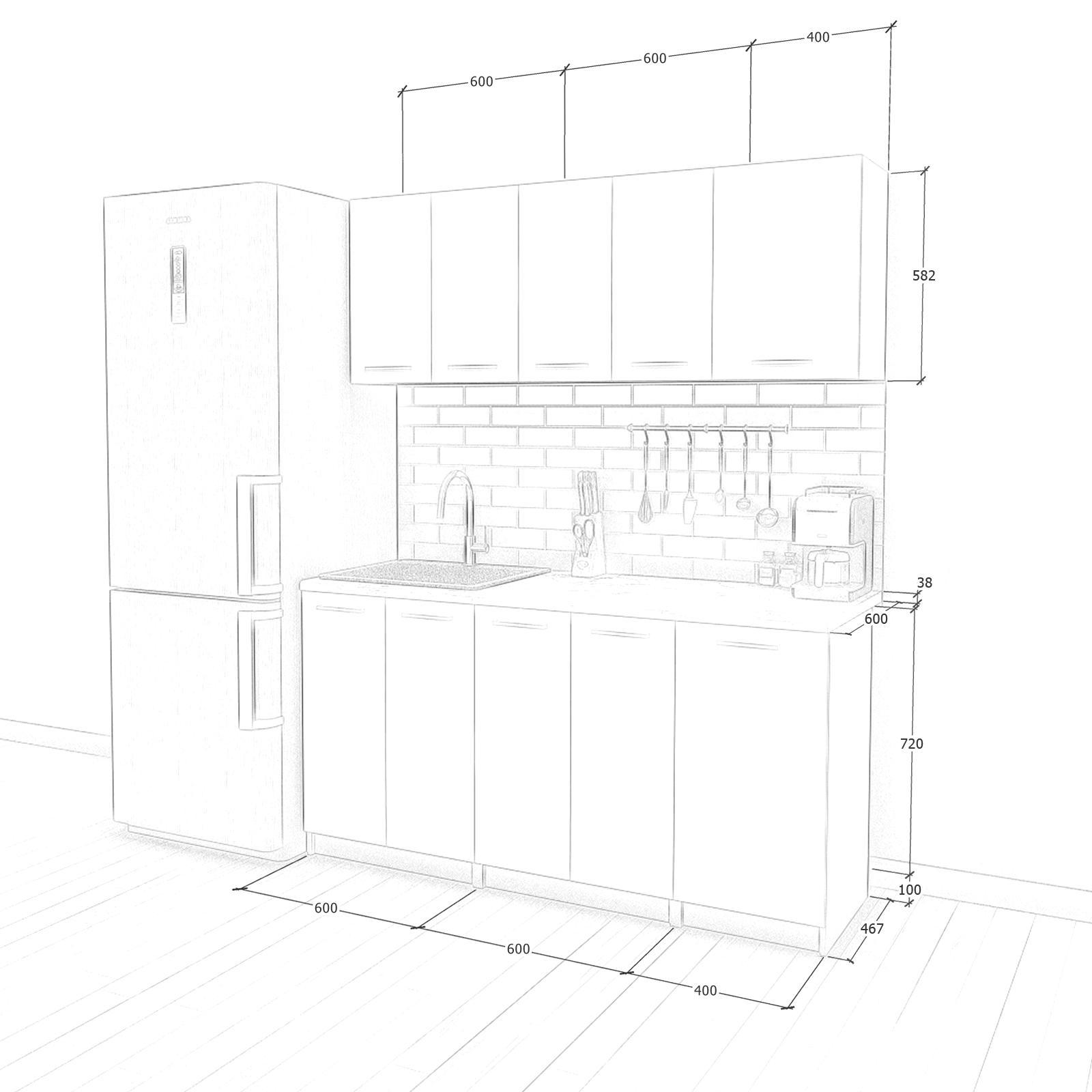 Модульная кухня Opendoors без столешницы 160 см Графитовый (МП43/9) - фото 3