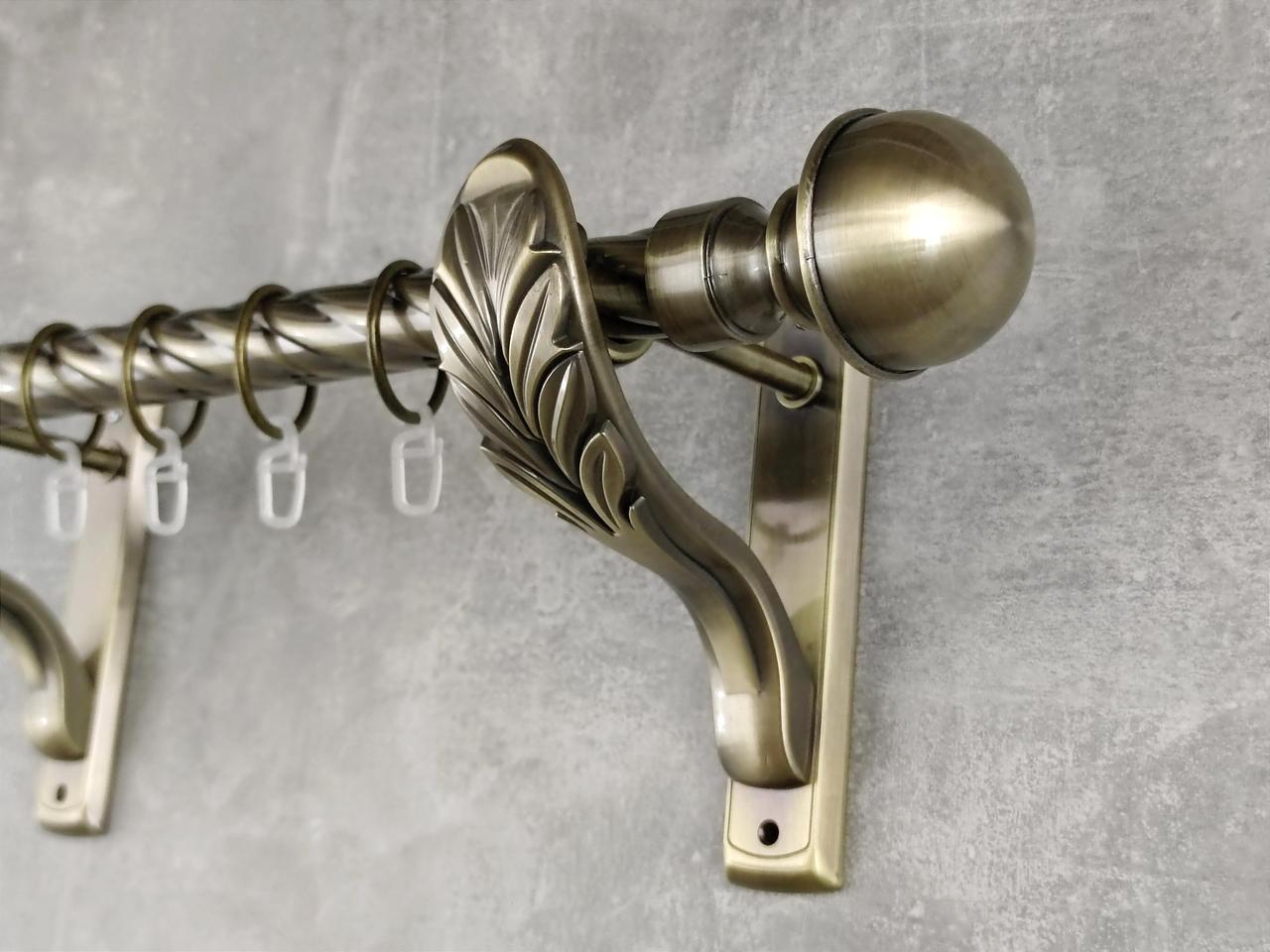 Карниз MStyle металлический для штор однорядный Бостон 25 мм крученый 400 см Антик (5011730)