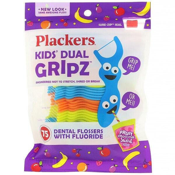Детские зубочистки Plackers Kid's Dual Gripz Фруктовый смузи с фтором 75 шт. (PLC-11451)