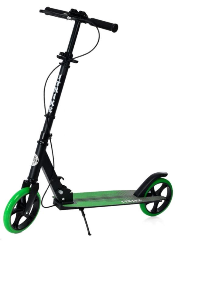 Самокат двухколесный iTrike складной с ручным тормозом Черный с зеленый (SR 2-049-1-BGR)