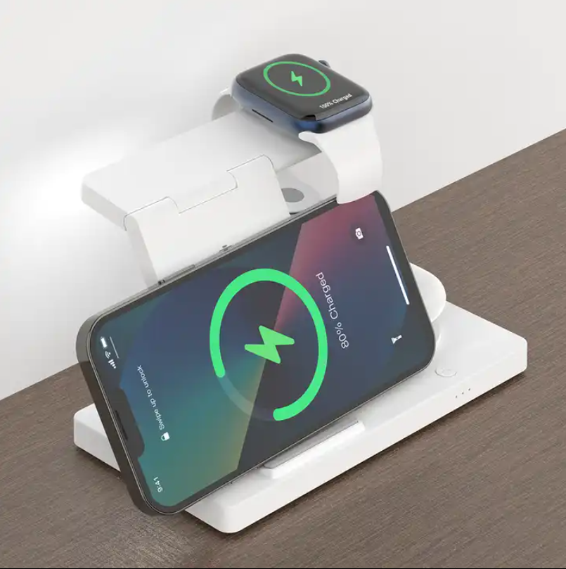 Док-станция беспроводной зарядки 3 в 1 Т258 15Wдля смартфона Samsung/Galaxy Watch 3-5/Galaxy Buds Белый (1984014629)