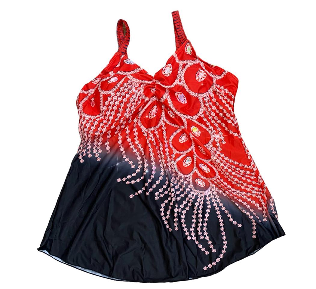 Купальник-платье женское раздельное танкини 2XL Красный (2366) - фото 5