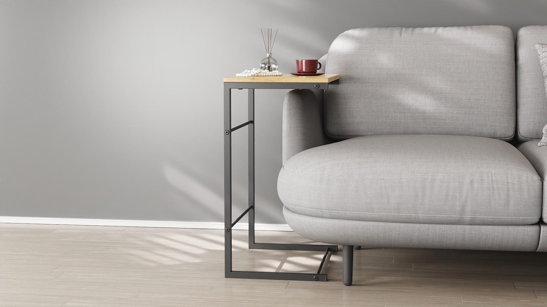 Столик Ferrum-decor Терри металл/ДСП 16 мм 650x440x330 мм Черный/Дуб Артизан (FRD-104653)