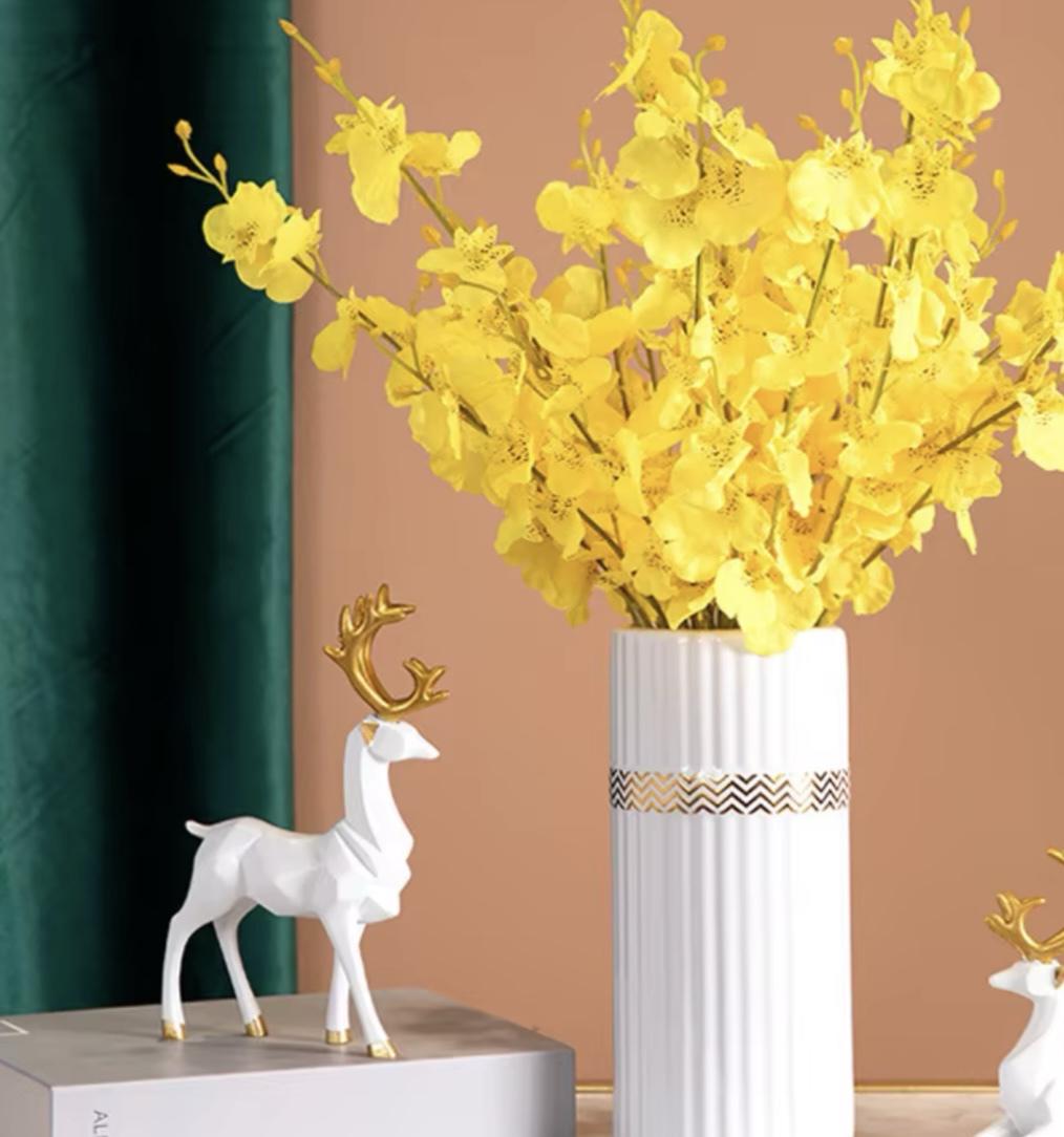 Ваза керамическая с золотой отделкой 22 см Белый (80001) - фото 5