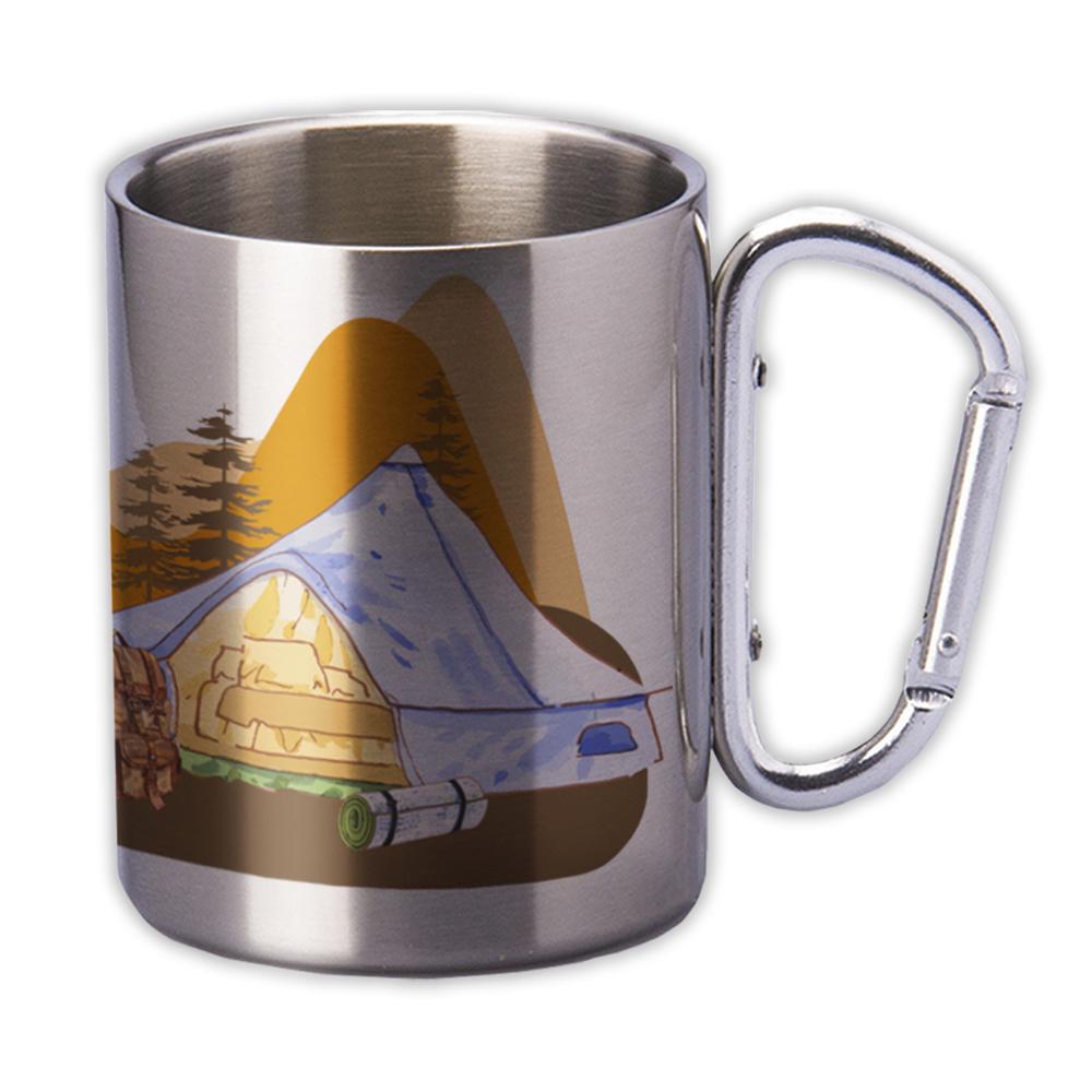 Кружка металева БРТ "Кемпінг у лісі" з карабіном 300 мл