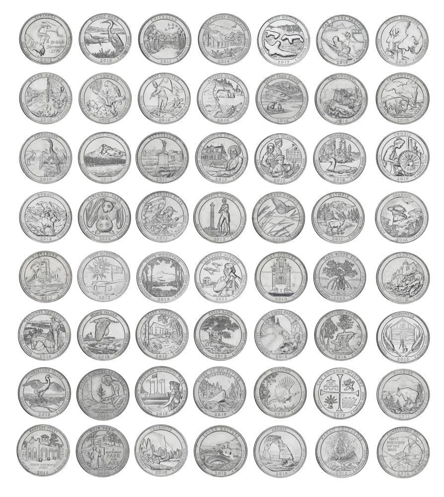 Коллекционные монеты США 35 шт. 2010-2016 UNC (М04938)