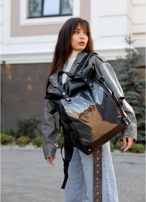 Міський рюкзак жіночий роллтоп Sambag з кишенею під ноутбук Чорний (4800301641)