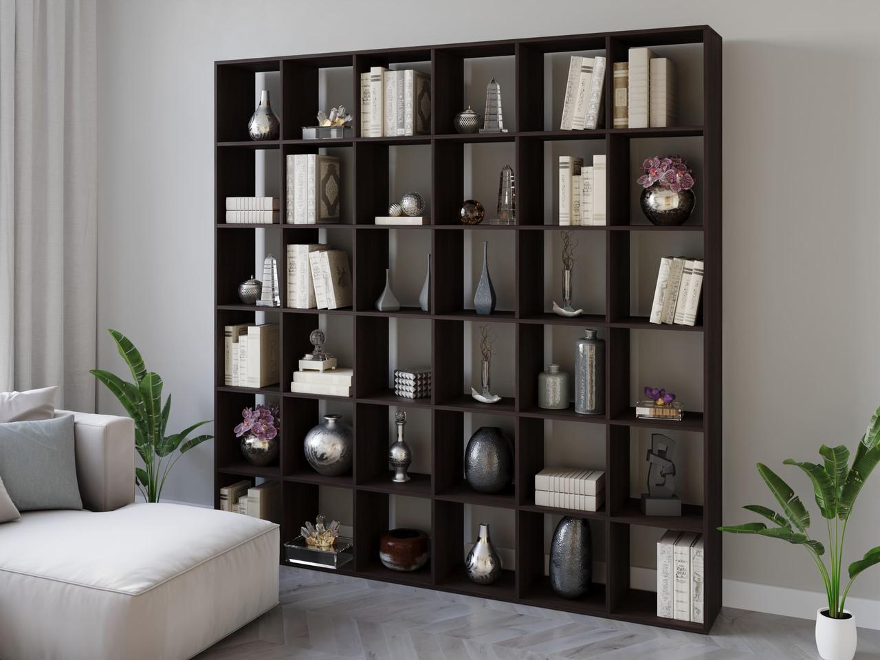 Стеллаж для книг и декора на 36 ячеек L-36 2128х290х2128 мм Венге Магия
