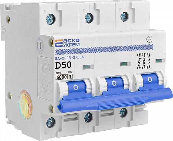 Автоматичний вимикач АСКО-Укрем ВА-2003 3P 50А 6кА D (A0010030001) - фото 5 Автоматичний вимикач АСКО-Укрем ВА-2003 3P 50А 6кА D (A0010030001) - фото 5